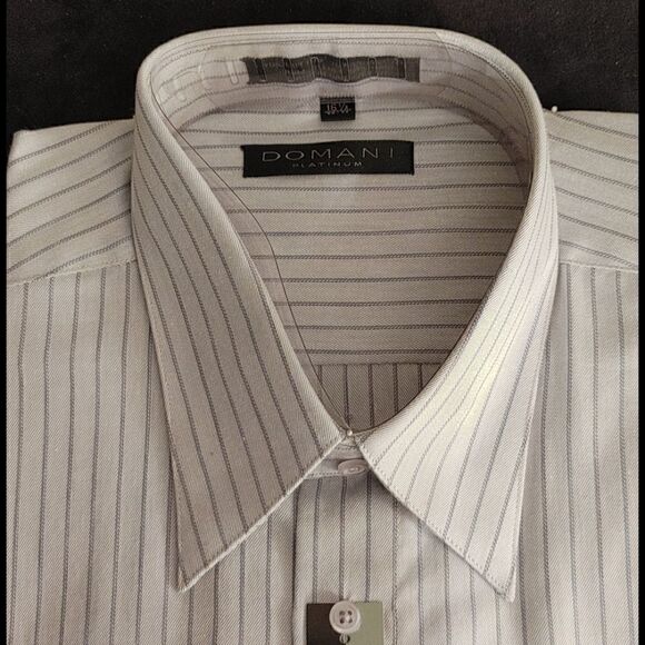 MEN'S DOMANI. GRAY AND CHARCOAL STRIPE DRESS SHIRT - Picture 3 of 4